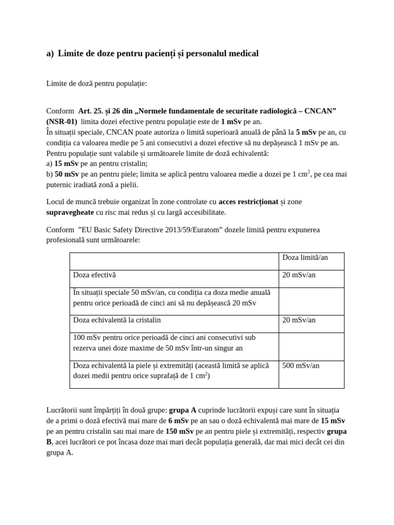 B) Limite de Doze Pentru Pacienti Si Personalul Medical, Masuri de ...