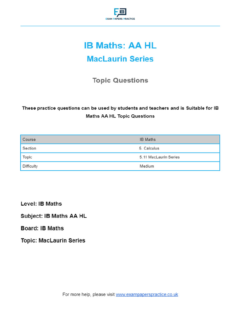 Maclaurin Series Pdf