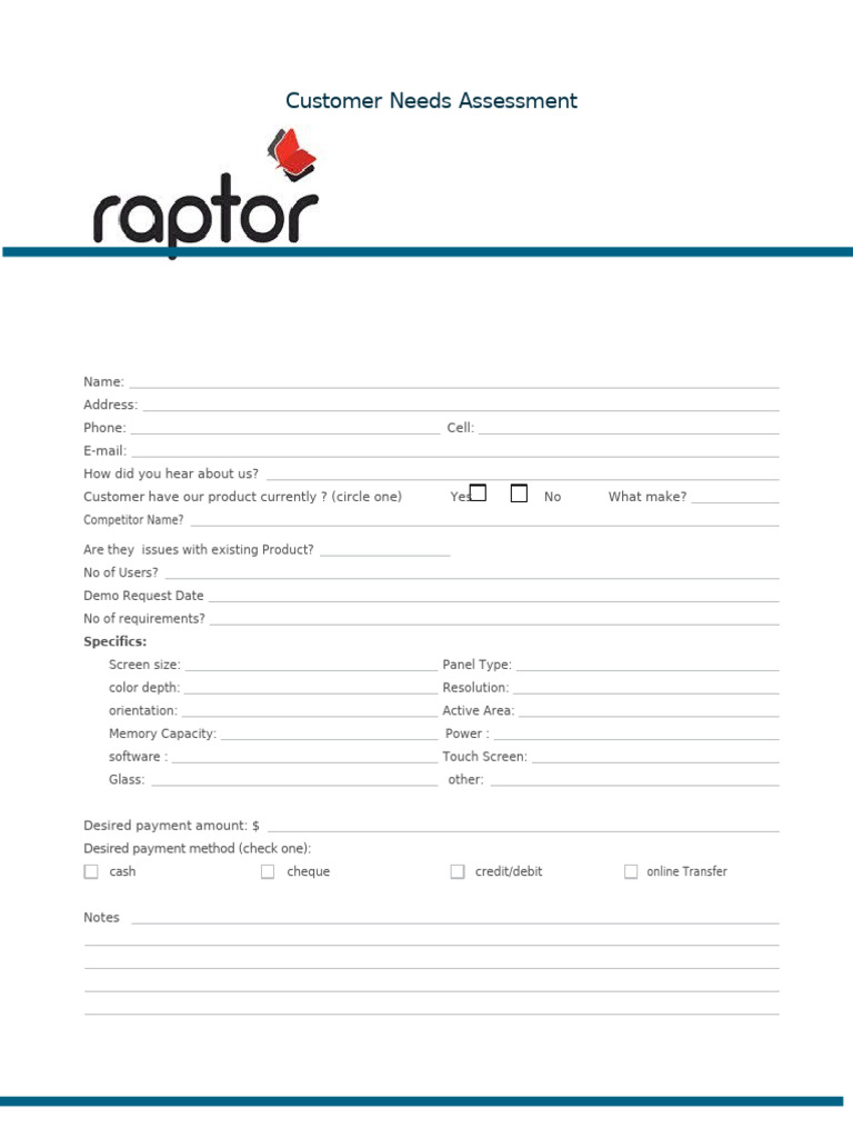 Customer Needs Assessment Template | PDF