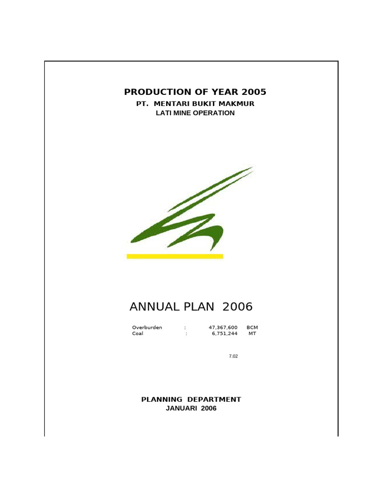 Yearly - Plan - SR7 2006 Rev | PDF | Mining | Construction Equipment