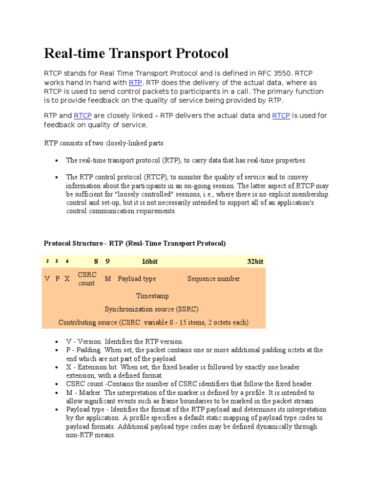 Real Time Transport Protocol | Download Free PDF | Transmission Control ...