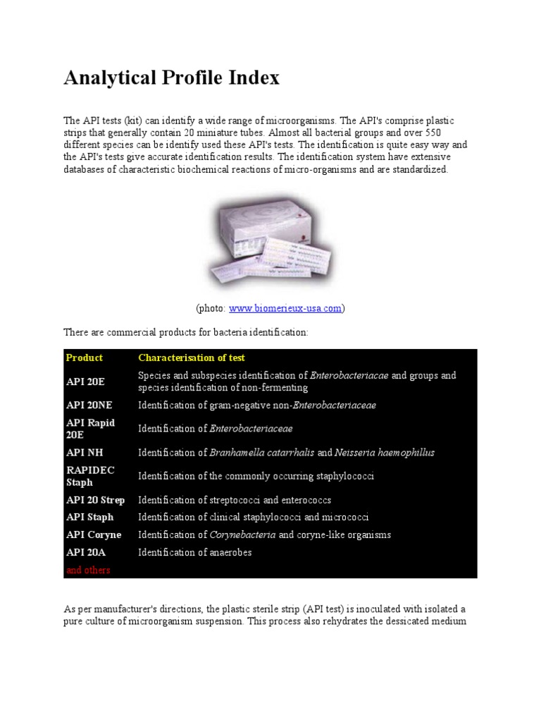 Api 20 Kit Microorganism Microbiology