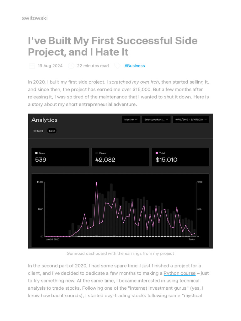 I've Built My First Successful Side Project, and I Hate It | PDF