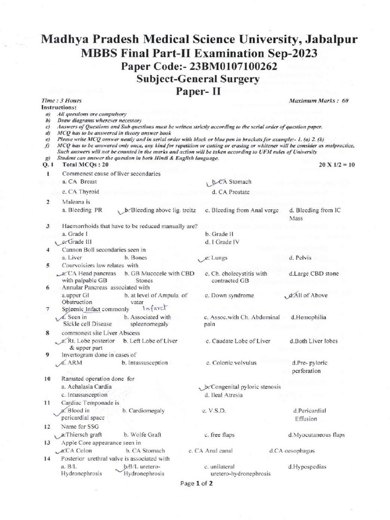 Mbbs Final Part-II September-2023 23bm0107100262-Compressed | PDF