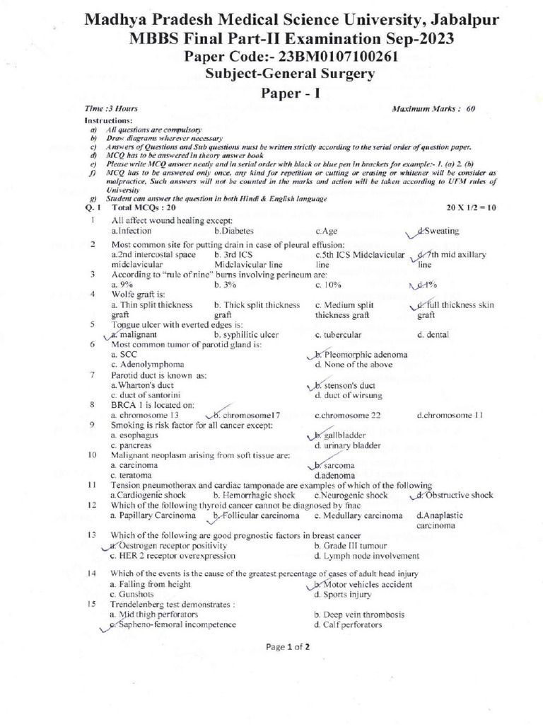 Mbbs Final Part-II September-2023 23bm0107100261-Compressed | PDF