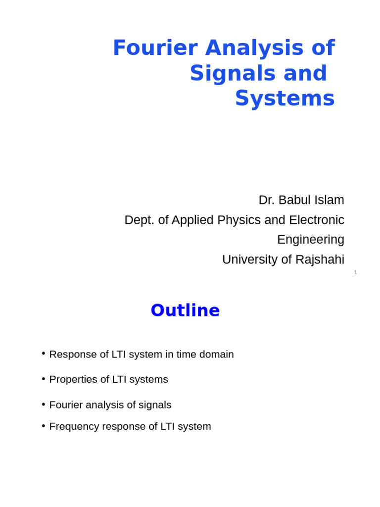 Fourier Analysis of Signals and Systems | PDF