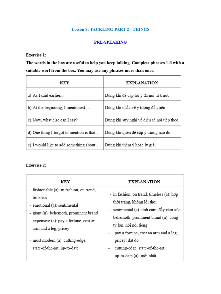(IFO) KEY - Speaking 8 | PDF