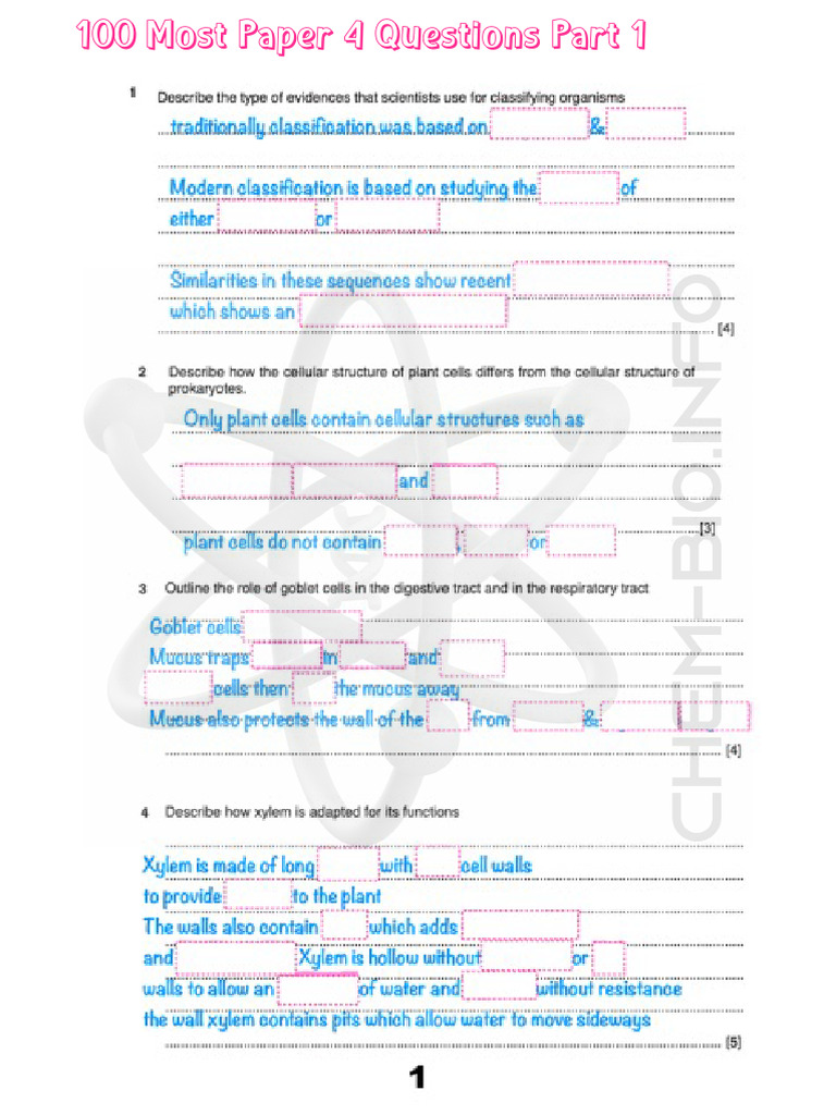 100 Paper 4 Questions Part 1 | PDF