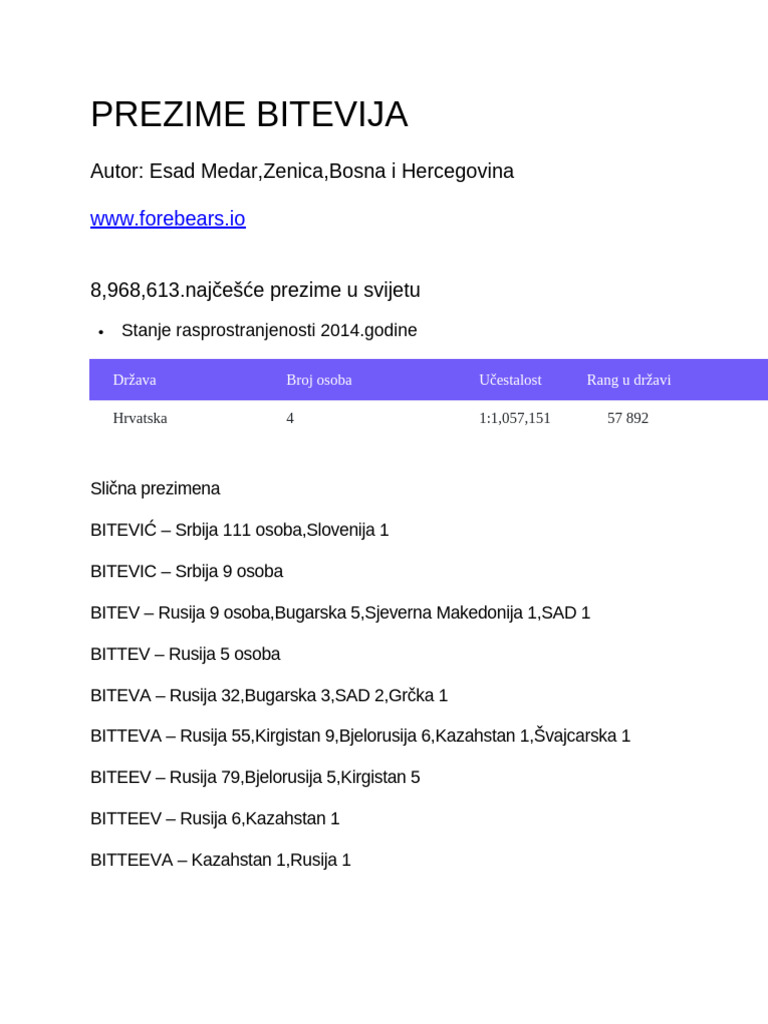 Prezime Bitevija | PDF
