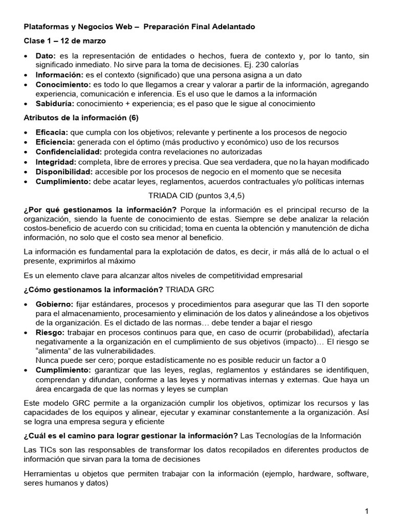 Plataformas y Negocios Web - PREPARACION FINAL | PDF