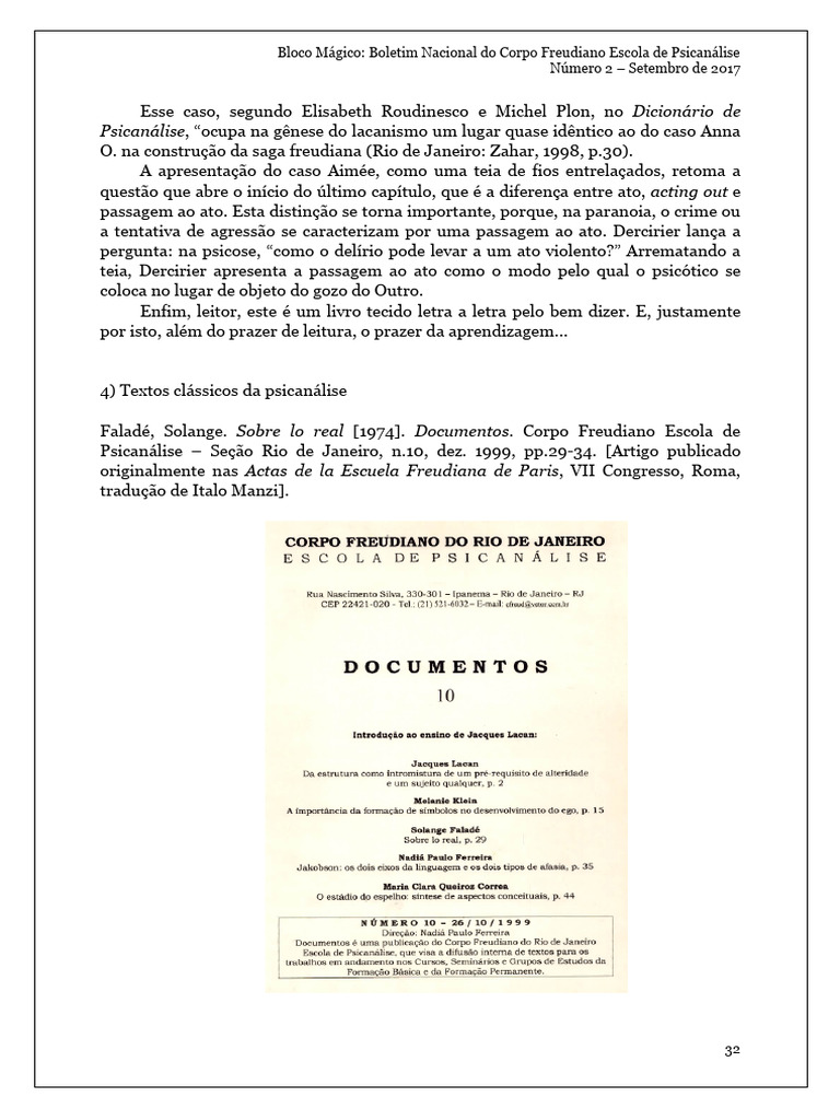 FALADÉ, Solange. Sobre Lo Real (1974) | PDF