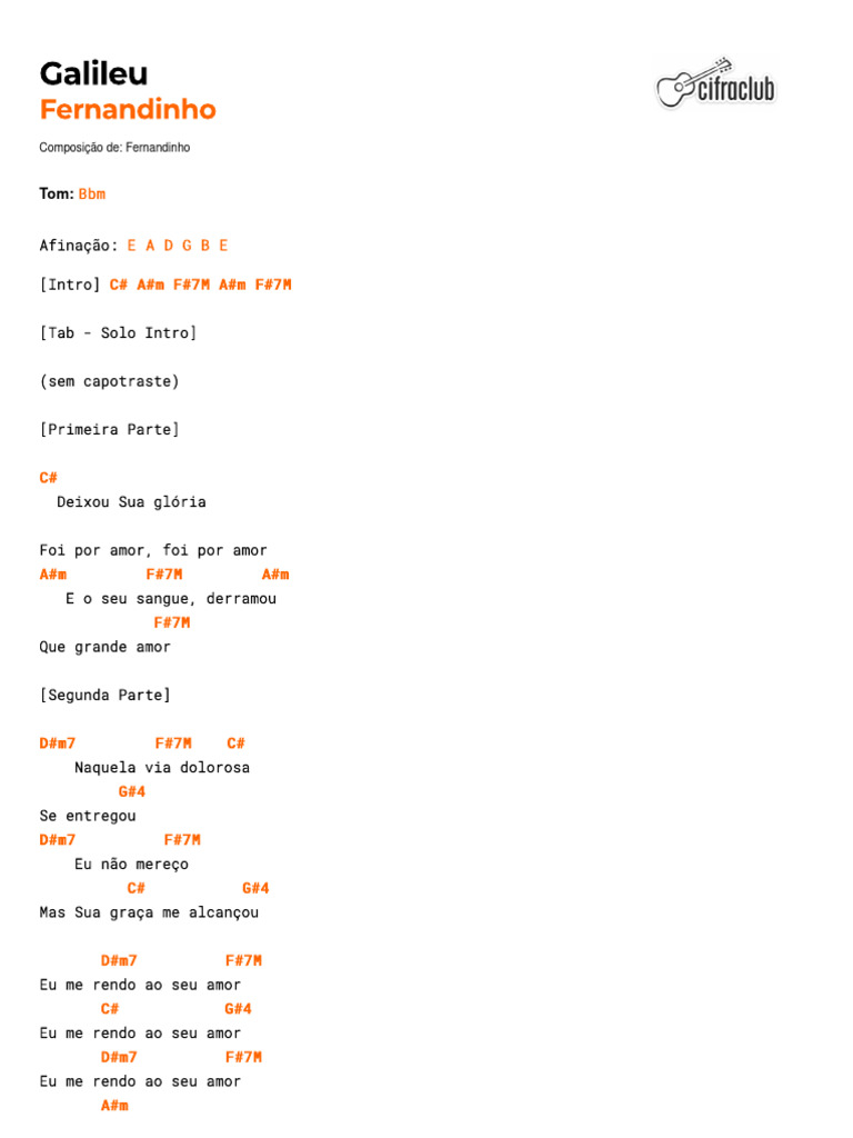 Cifra Club Fernandinho Galileu Pdf