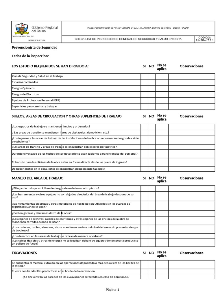 Check List - SST (Obra) 1 | PDF