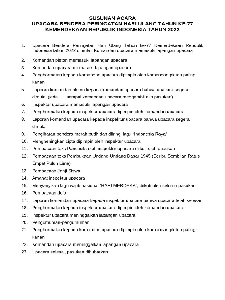 Tata Urutan Upacara Hut Ri 77 (2022) PDF