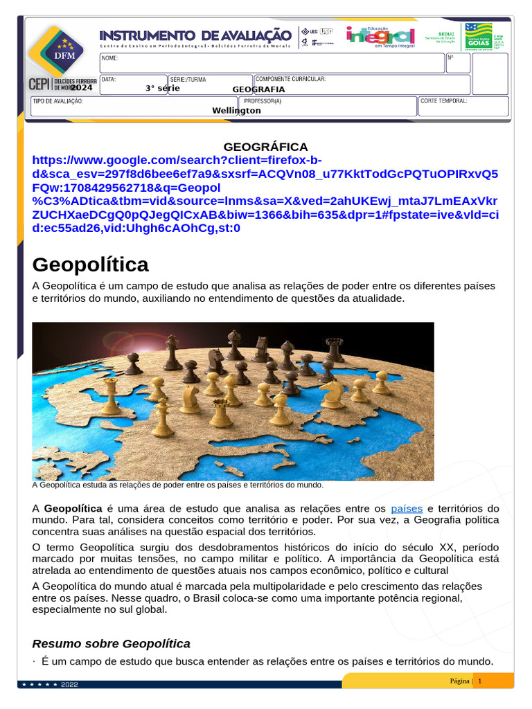 AULA 3 Geopolítica Mundial. | PDF