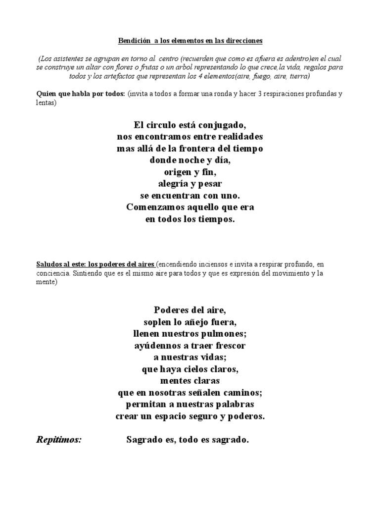 Ritual de Bendición a los Elementos | PDF | Incendios | Tierra