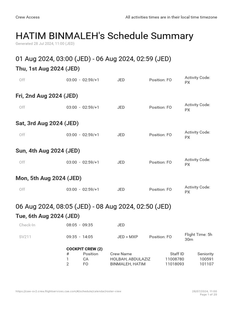 Crew Access Aug | PDF | Aviation | Transport