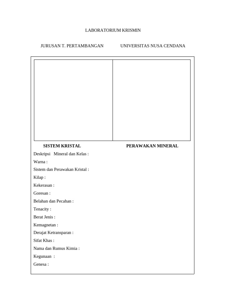 Contoh Laporan Laboratorium Krismin | PDF
