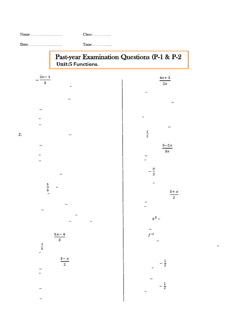 Worksheet # 1 (Functions) | PDF