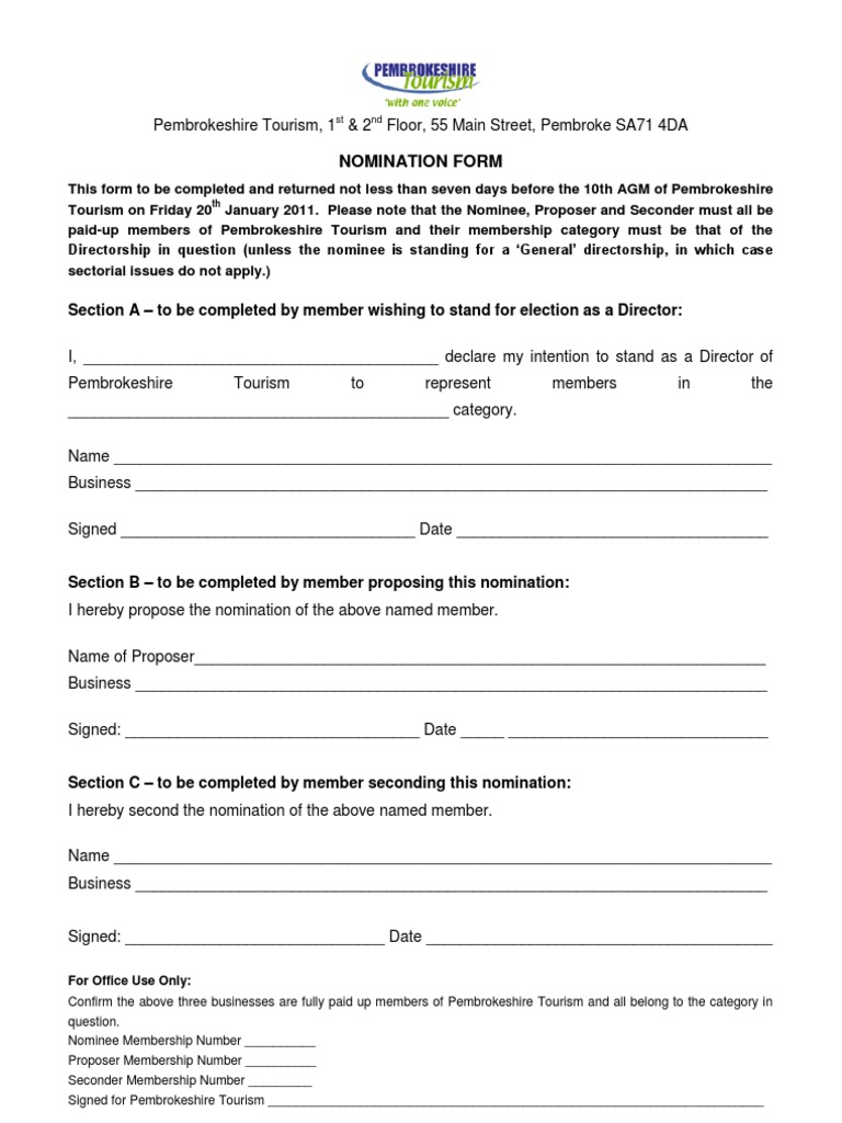 Nomination Form 2012 | PDF