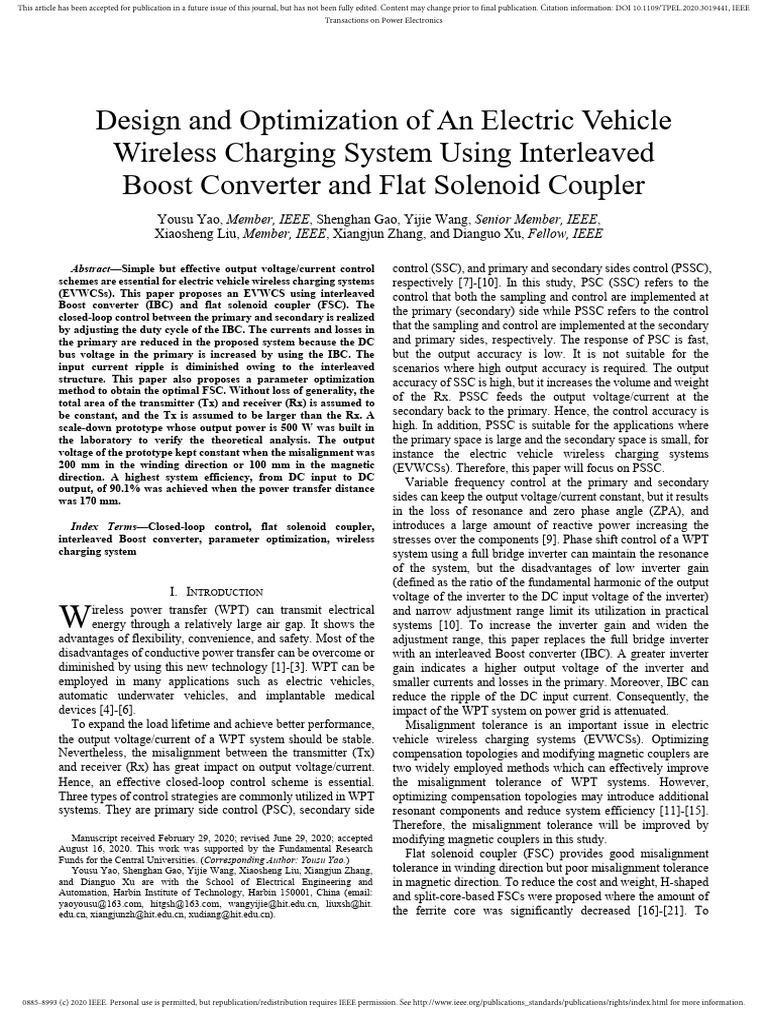 Design and Optimization of An Electric Vehicle Wireless Charging System ...