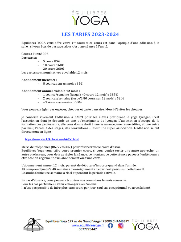 Tarifs | PDF