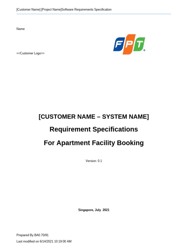 Rental Service - System Requirement Specification - v0.9 | PDF
