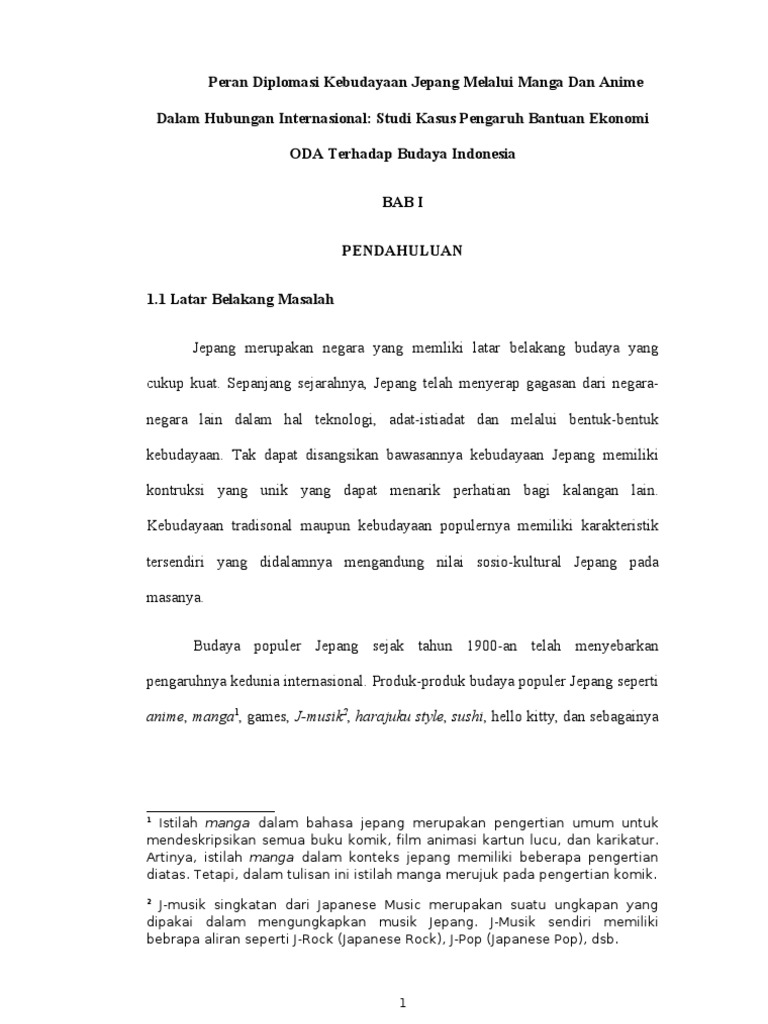 Peran Diplomasi Kebudayaan Jepang Melalui Manga Dan Anime Dalam Peran Diplomasi Kebudayaan Jepang Melalui Manga Dan Anime Dalam
