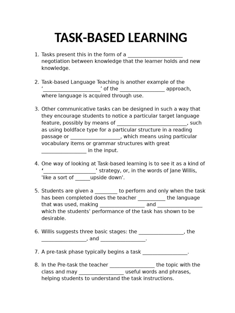 Task based learning strategy or in the words of jane willis pdf