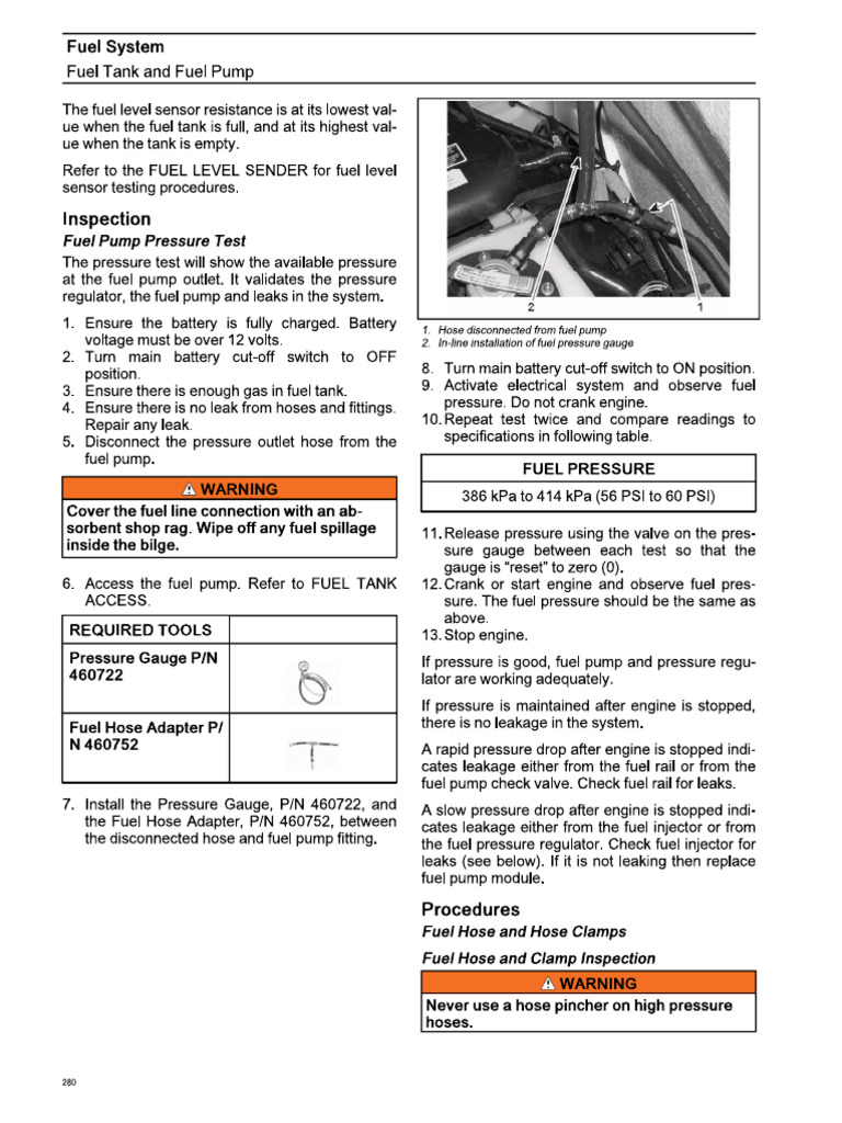 Fuel Pump Pressure Test | PDF
