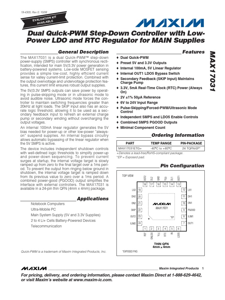 Dual Quick-PWM Step-Down Controller With Low-Power LDO and RTC ...