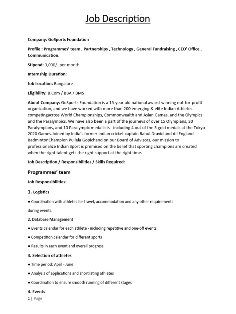Go sports foundation pdf