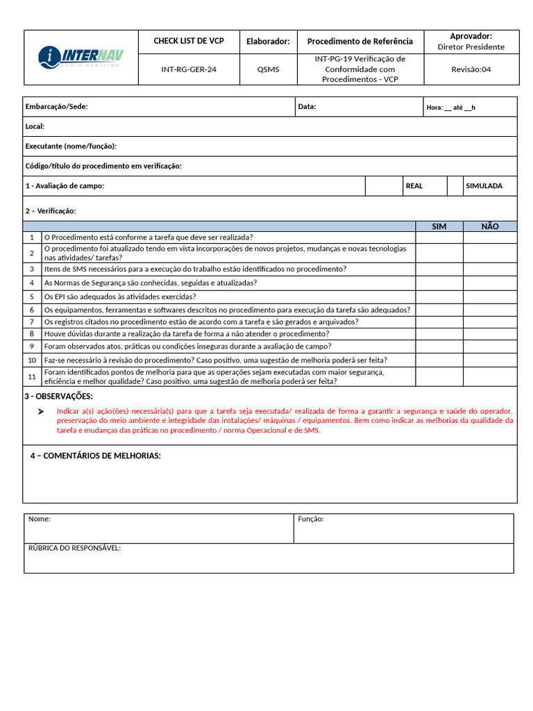 Int RG Ger 24 Check List VCP | PDF