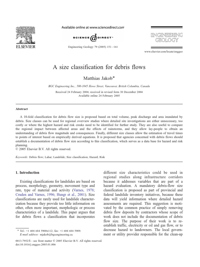 Debris Flow Size Classification System | PDF | Flood | Landslide