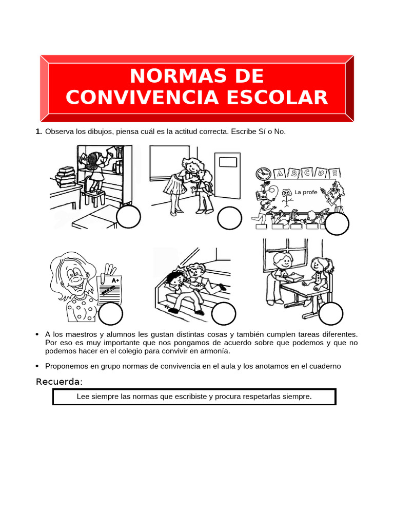 Normas de Convivencia Escolar | PDF