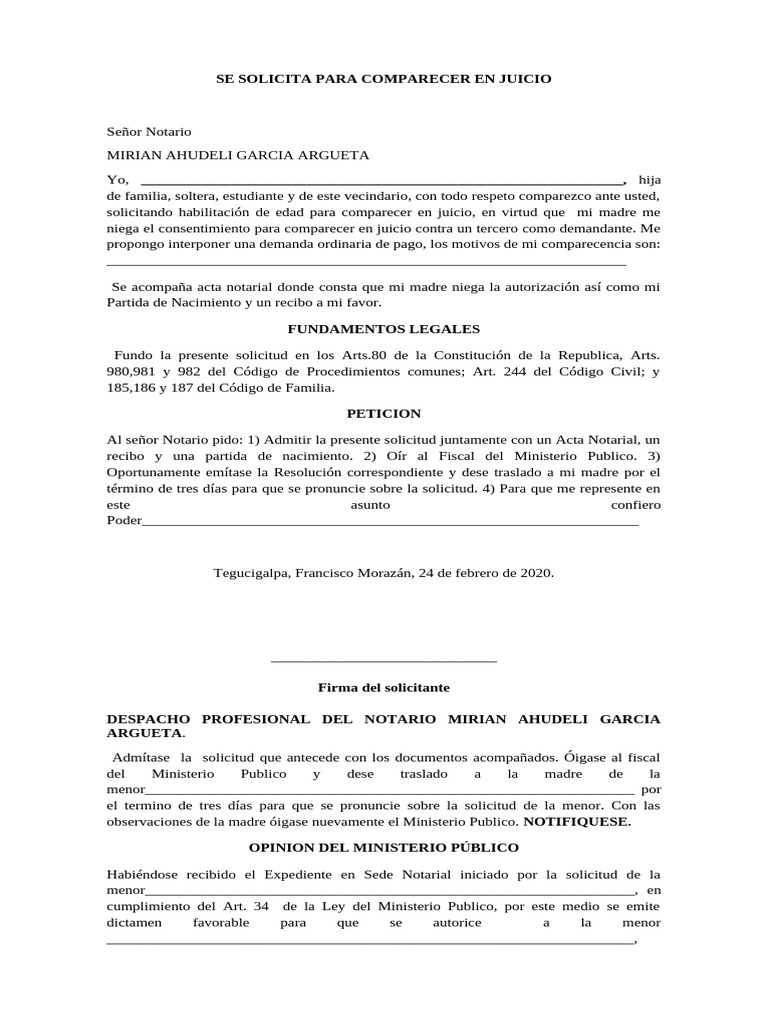 Solicitud para Comparecer en Juicio 2 | PDF