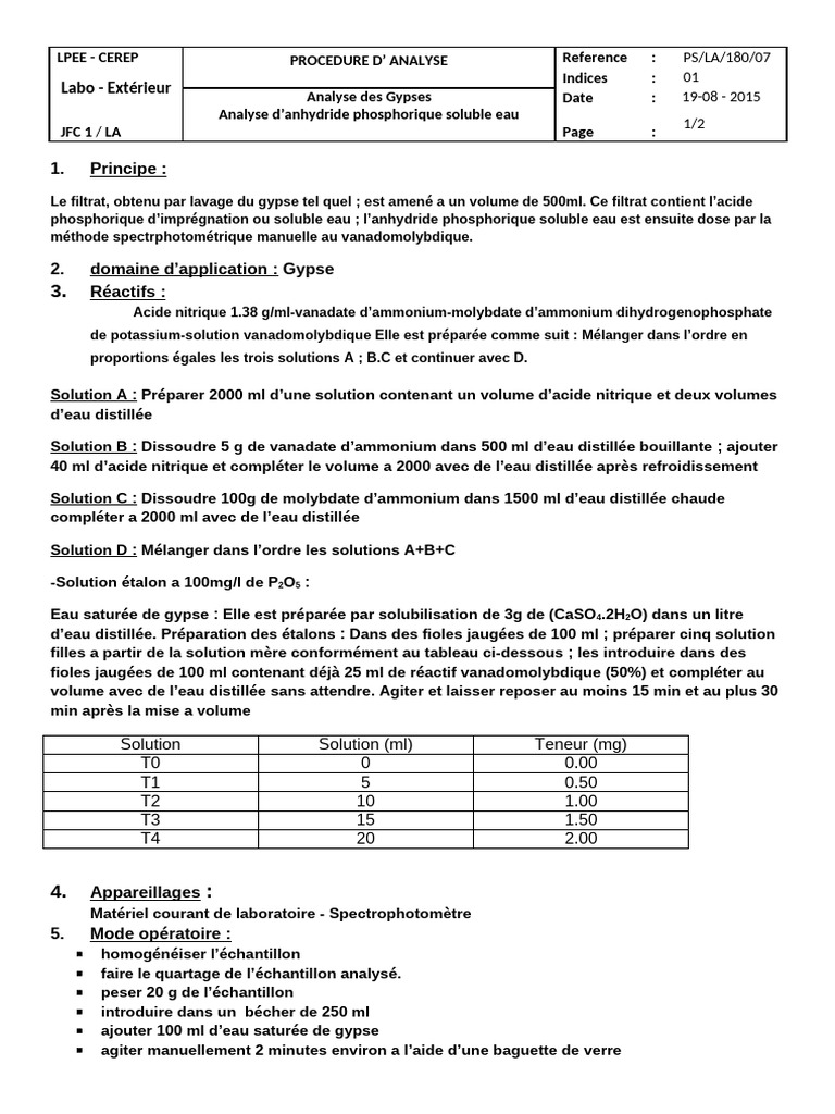Gypse - P2O5 Soluble Eau | PDF
