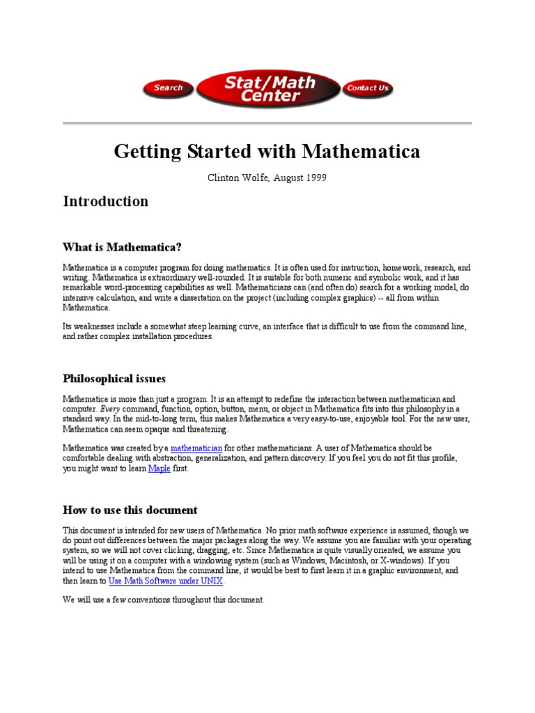 Getting Started With Mathematica | PDF | Function (Mathematics ...