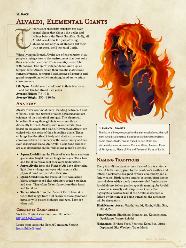 GB - Alvaldi, Elemental Giants - Erenel Race | PDF
