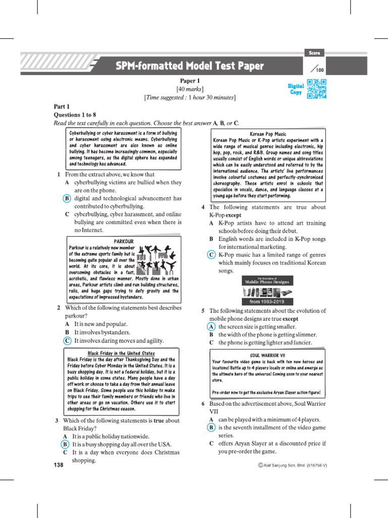 SPM Model Paper | PDF