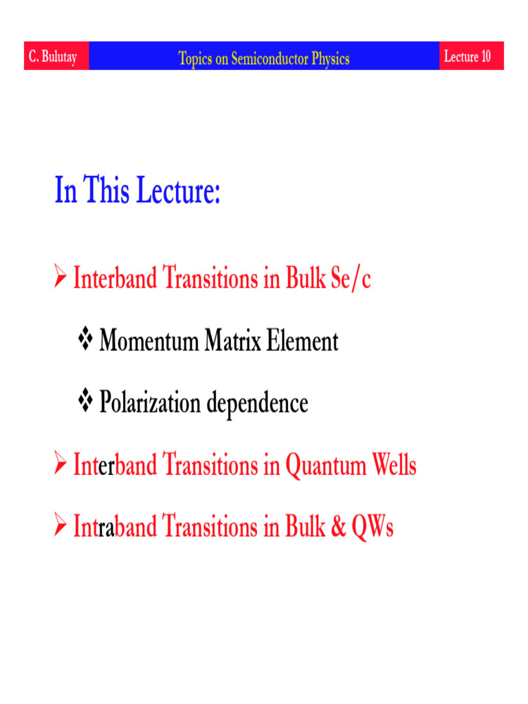 Semiconductor Physics: Interband Transitions | PDF | Band Gap | Science ...