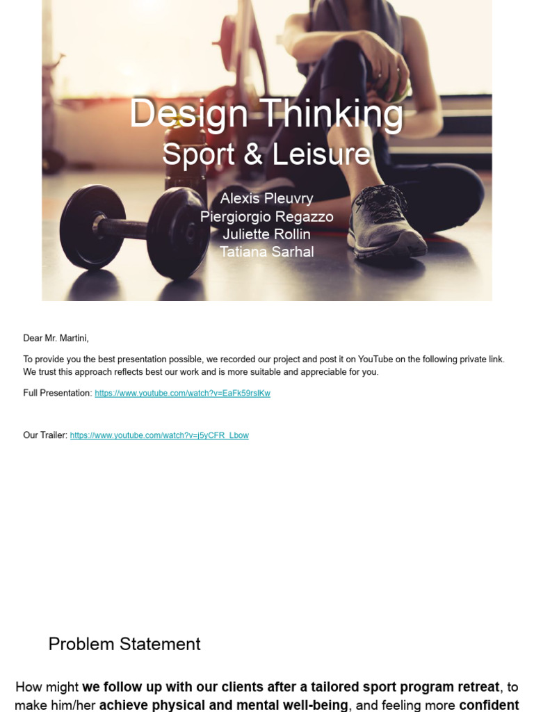 Design Thinking Group Assessment Alexis PLEUVRY 320726 | PDF