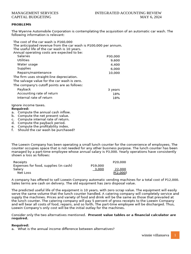 Qcapital Budgeting | PDF | Net Present Value | Business
