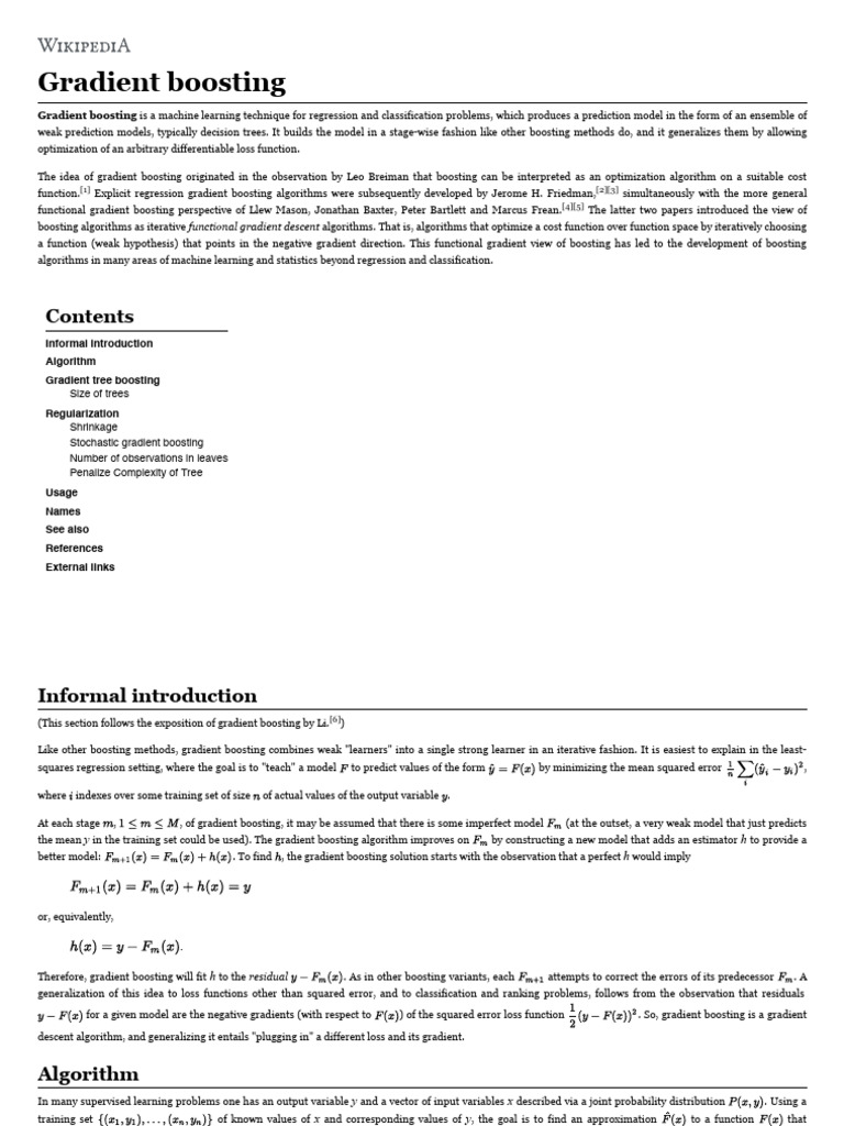 Gradient Boosting Wikipedia | PDF