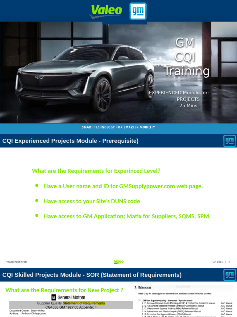 GM CQI Training - Projects - Skilled v1.0 | PDF