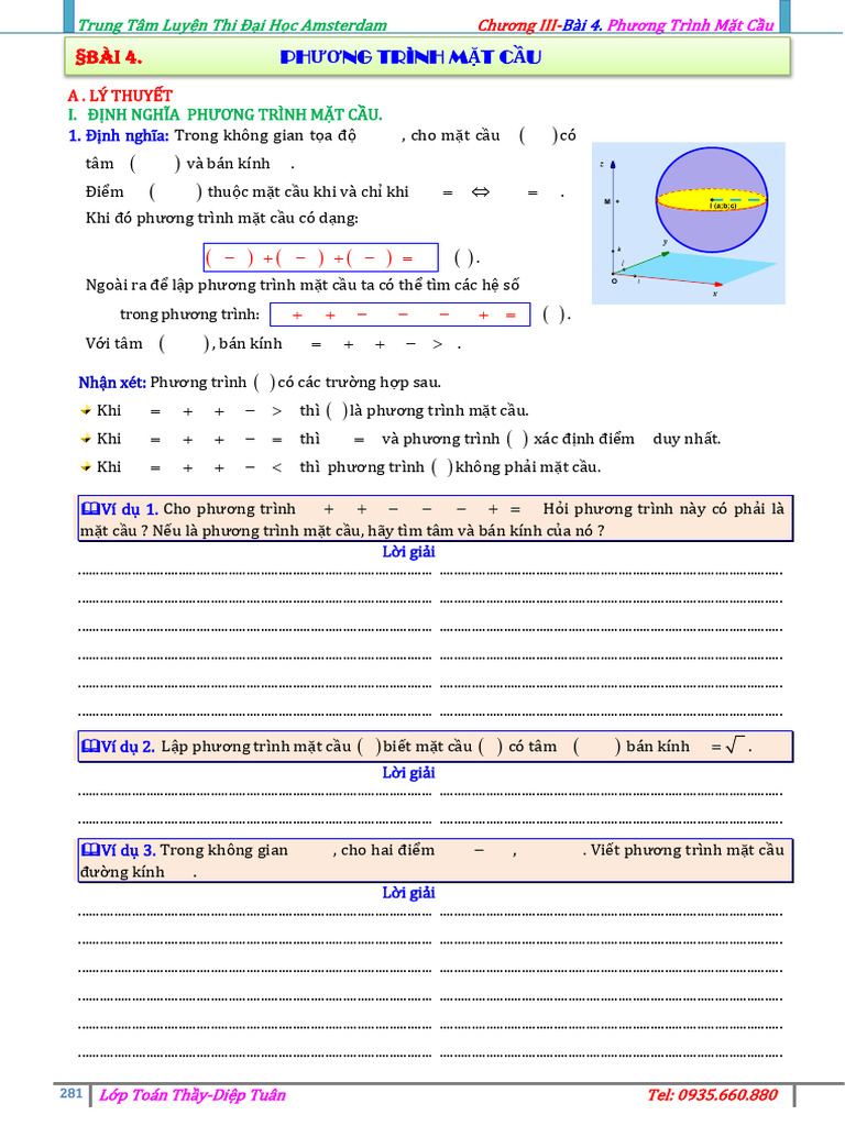 Bai Toan Phuong Trinh Mat Cau Diep Tuan | PDF | Vietnam | Vietnamese People