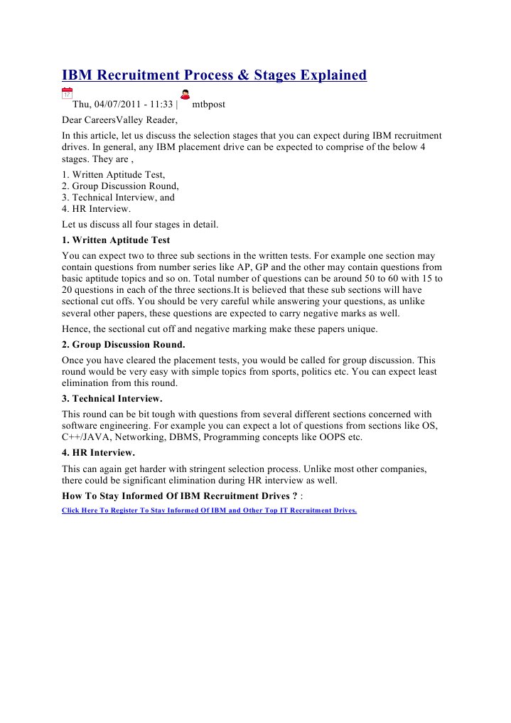 IBM Recruitment Process & Stages Explained: 1. Written Aptitude Test | PDF