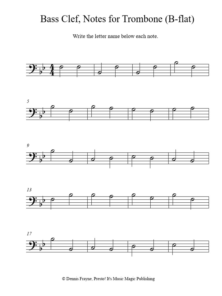 Bass Clef Notes for Trombone | PDF | Elements Of Music | Music Performance