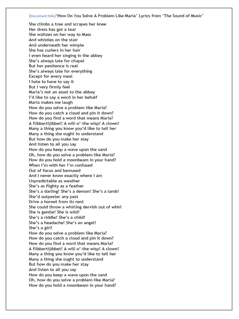 How Do You Solve a Problem Like Maria? | PDF | Language Arts ...
