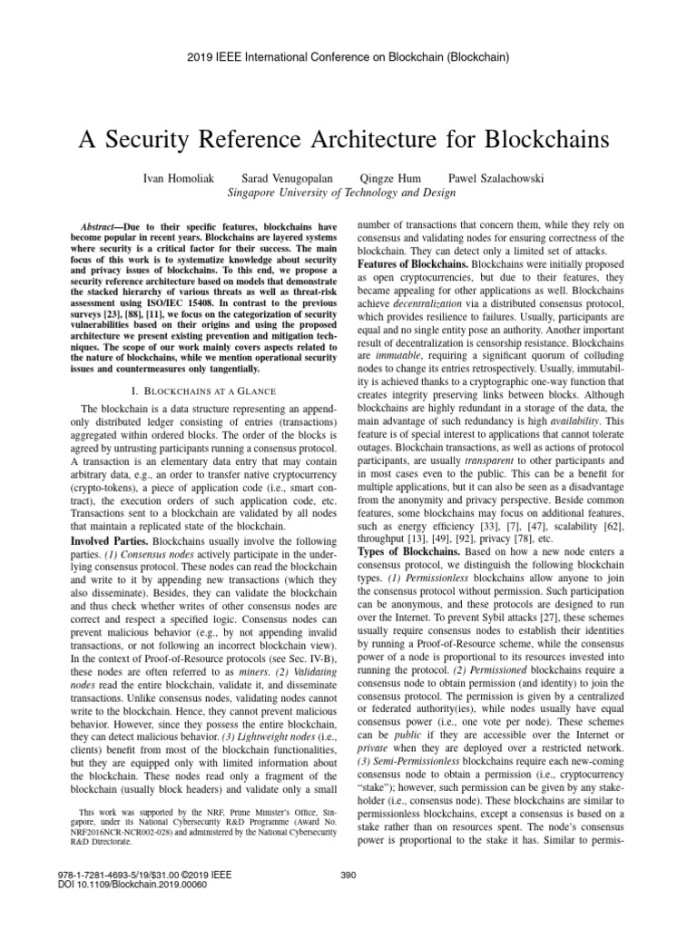 A Security Reference Architecture For Blockchains | PDF | Computer ...